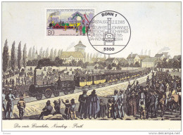 ALLEMAGNE RFA 1985 Train à Vapeur 150 JAHRE DEUTSCHE EISENBAHN Yvert 1096 CARTE - Postcards - Used