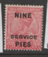 India Service  1912  SG  097  Nine Pies Surcharge  Mounted ,mint - 1911-35 King George V