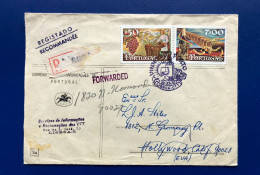 PORTUGAL LISBOA 1965, Sobre CERTIFICADO A CALIFORNIA " HOLLYWOOD ", MATASELLOS DE LLEGADA AL DORSO. RARO - Used Stamps