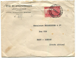 Congo Léopoldville-Kalina Oblit. Keach 8A1 Sur C.O.B. 241 Sur Lettre Vers Londres Via Elisabethville Le 29/05/1945 - Storia Postale