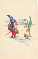 ILLUSTRATEUR NON SIGNE - Lépréchaune Dans La Neige - Lapin - Fleur - Chance - Fer à Cheval - Carte Postale Ancienne - 1900-1949