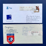 PORTUGAL, FRANQUICIA, CORREIO AZUL INT, SOBRE POSTAL A DINAMARCA Y A ECUADOR - Used Stamps