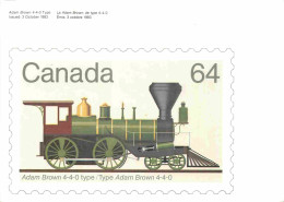 Trains - Matériel - Représentation De Timbre - Canada - Adam Brown 4-4-0 Type - CPM - Voir Scans Recto-Verso - Matériel