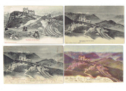 Lot 4 Cpa - Suisse - RIGI-KULM - DIE ALPEN - Animation Chemin De Fer  Train - Autres & Non Classés