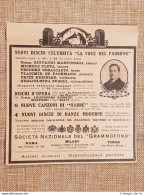 Pubblicità Del 1926 Dischi La Voce Del Padrone Testimonial M. Fleta - Autres & Non Classés