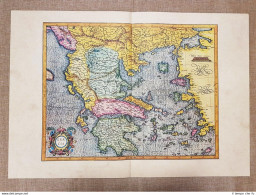 Carta Geografica Grecia Albania Macedonia Epiro Anno 1595 Mercator Ristampa - Carte Geographique