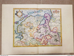 Carta Geografica Mappa Emden E Oldenborch Germania Anno 1595 Mercatore Ristampa - Geographical Maps