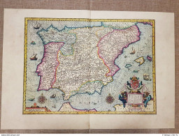 Carta Geografica O Mappa Spagna Hispania Anno 1595 Mercatore Mercator Ristampa - Carte Geographique