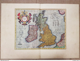 Carta Geografica O Mappa Inghilterra Anno 1595 Di Mercatore Mercator Ristampa - Geographical Maps