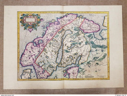 Carta Geografica O Mappa Norvegia E Svezia Anno 1595 Mercatore Mercator Ristampa - Geographical Maps