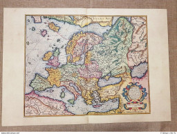 Carta Geografica O Mappa Europa Anno 1595 Di Mercatore O Mercator Ristampa - Geographical Maps