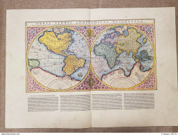 Carta Geografica O Mappa Planisfero Anno 1595 Di Mercatore O Mercator Ristampa - Geographical Maps