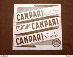 Pubblicità D'epoca Del 1940 Aperitivo, Cordial E Campari Soda Davide C. Milano - Andere & Zonder Classificatie