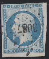 N°14 Oblitéré PC 3087 De St Gerand Le Puy (3), Indice 7, Belle Frappe, Une Marge Au Ras, 1er Choix - 1853-1860 Napoleone III