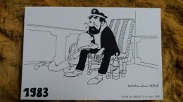 CPSM BD BANDE DESSINEE TINTIN PLEURANT SUR LA CAPITAINE HADDOCK 4 MARS 1983 DECES D HERGE DESSIN DELESTRE - Bandes Dessinées