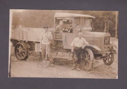 Carte Photo  Camion Berliet  Old Truck Travailleurs Pelle  Travaux Publics   ( 58714 ) - Camions & Poids Lourds