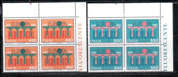 ITALIA EUROPA ITALY REPUBLIC 1984  EUROPA CEPT UNITA SERIE COMPLETA COMPLETE SET QUARTINA ANGOLO DI FOGLIO BLOCK MNH - 1981-90: Nieuw/plakker