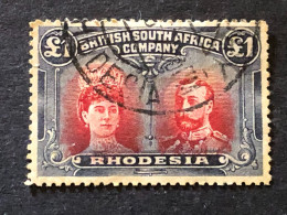 BRITISH SOUTH AFRICA COMPANY RHODESIA SG 166 £1 Rose Scarlet And Black. Superb Used Salisbury October 1900 Cancel - Rhodesia Del Sud (...-1964)