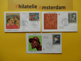 France 1968, FDC OEUVRES D'ART KUNSTWERKEN GAUGUIN BOURDELLE RENOIR: Mi 1635, 1640, 1643, Y&T 1568-70, (I) - 1960-1969