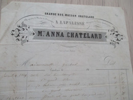 L11 Facture 1846 Lapalisse Anna Chatelard Modes Soieries - Textile & Vestimentaire