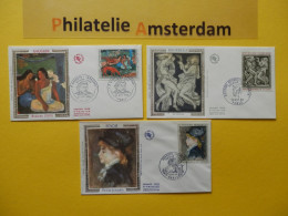 France 1968, FDC OEUVRES D'ART KUNSTWERKEN GAUGUIN BOURDELLE RENOIR: Mi 1635, 1640, 1643, Y&T 1568-70, (II) - 1960-1969