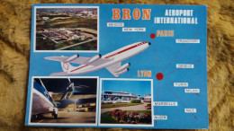 CPSM AEROPORT AIRPORT INTERNATIONAL LYON BRON RHONE AVION ED LA CIGOGNE  MULTI VUES AIRE AVIONS ESPLANADE - Aerodrome