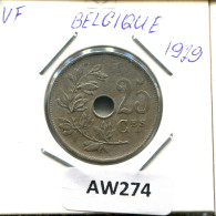 25 CENTIMES 1929 FRENCH Text BÉLGICA BELGIUM Moneda #AW274.E.A - 25 Centimes