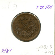5 CENTIMES 1854 LUXEMBOURG Coin #AT173.U.A - Luxembourg