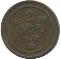 2 ORE 1898 SCHWEDEN SWEDEN Münze #AC962.2.D.A - Svezia