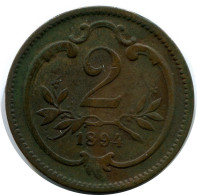 2 PFENNIG 1894 AUSTRIA Coin #AW949.U.A - Oesterreich