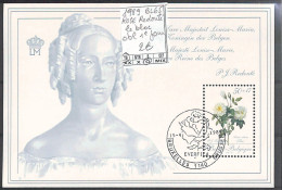 [502412]TB//O/Used-Belgique 1990 - BL65, Rose Redouté, Le Bloc Obl 1er Jour, BRUXELLES 1140 BRUSSEL, Fleurs, Végétaux - Used Stamps
