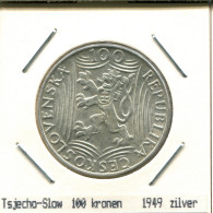 100 KORUN 1949 CZECHOSLOVAKIA SILVER Coin #AS518.U.A - Checoslovaquia
