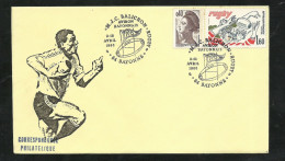 Lettre Illusttrée " Le Débordement " Aviron Bayonnais Les 9&10/04/1988 N°2183 Et 2236 Rugby +  Cachets Illustrés  B/TB - Rugby