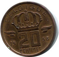 20 CENTIMES 1958 FRENCH Text BELGIUM Coin #BA398.U.A - 25 Centimes