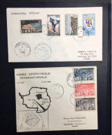 LETTRE TAAF TERRES AUSTRALES ANTARCTIQUES FRANÇAISES 2 LETTRES 1958 ET 1968 CACHET TIMBRE - Brieven En Documenten