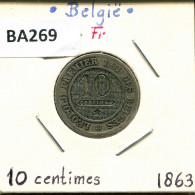 10 CENTIMES 1863 FRENCH Text BELGIQUE BELGIUM Pièce #BA269.F.A - 10 Cents
