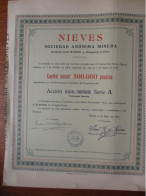 ESPAGNE -MADRID 1910 - NIEVES SA MINERA - ACTION DE 50 PESETAS - Andere & Zonder Classificatie