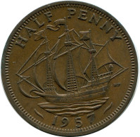 HALF PENNY 1957 UK GROßBRITANNIEN GREAT BRITAIN Münze #AZ686.D.A - C. 1/2 Penny