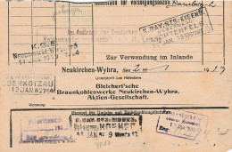Teil Frachtbrief Bahnpost 1919 Frohburg - Neumarkt Wirsberg - Lichtenfels - Oberkotzau - Bamberg - 1900 – 1949