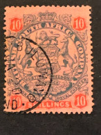 BRITISH SOUTH AFRICA COMPANY RHODESIA SG 50 10s Slate And Vermilion FU - Southern Rhodesia (...-1964)