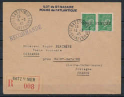 AB-426: FRANCE:  Libération Poche De St Nazaire Taxe Perçue Sur Type Pétain Du 13/3/45 - Liberation