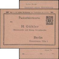 Berlin 1895. Poste Privée Berliner Packetfahrt... Entier Postal Timbré Sur Commande. Apiculteur Et Grossiste En Miel - Abeilles