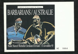 Carte Postale Numérotée .Rugby Barbarians - Australie Stade Michelin Clermont Ferrand Le 11/11/1993  Neuve B/TB  ! ! ! - Rugby