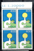 ITALIA REPUBBLICA ITALY REPUBLIC 1983 LOTTA CONTRO IL CANCRO FIGHT AGAINST CANCER QUARTINA ANGOLO DI FOGLIO BLOCK MNH - 1981-90: Mint/hinged