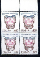 ITALIA REPUBBLICA ITALY REPUBLIC 1983 ACCADEMIA DELLA CRUSCA QUARTINA BLOCK MNH - 1981-90: Nieuw/plakker