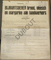 WOII - Affiche - 1942 Merchtem - Bijrantsoenen Brood, Vleesch En Margarine Aan Handwerkers  (P428) - Affiches