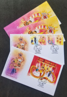 Malaysia Traditional Dances 2024 Dragon Dance Chinese Lunar Zodiac Indian Malay Costumes Cloth (FDC Pair) - Maleisië (1964-...)