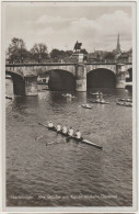 AK Saarbrücken, Alte Brücke Mit Kaiser-Wilhelm-Denkmal, Motiv Rudern 1935 - Saarbruecken