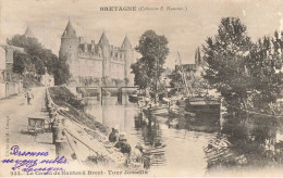 Josselin * 1902 * Péniches Batellerie , Canal De Nantes à Brest , Tour Josselin * Barge Chaland Péniche Lavoir Laveuses - Pontivy