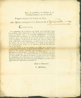 Révolution Empire Lettre Imprimée De L'agent Salpêtrier District Dax à Peyrehorade An 3 - Politiques & Militaires